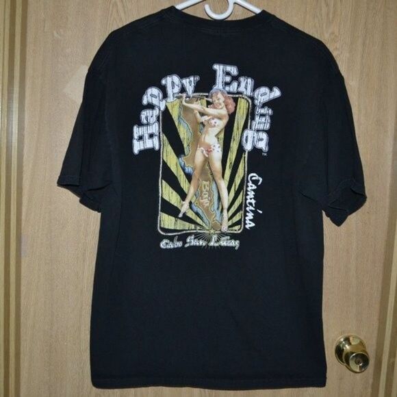 Happy Ending Cantina Black Cabo San Lucas Retro Pinup Girl Graphic Tee - Picture 8 of 8